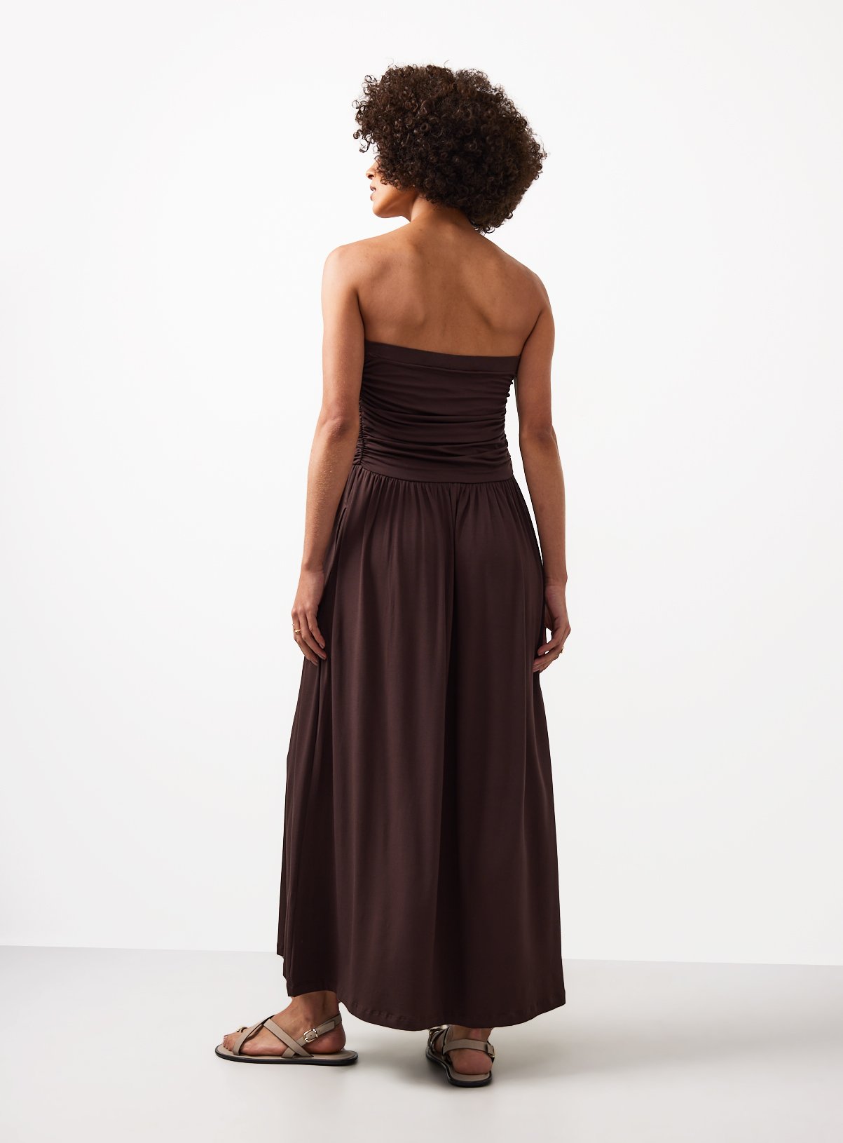 Dark Brown Jersey Bandeau Style Maxi Dress 8 - Image 4 thumbnail